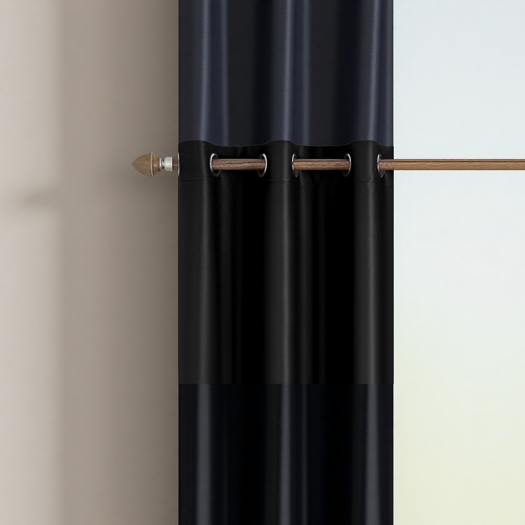 Black blackout curtains are suitable for both living rooms and bedrooms, with a high-end drape that is simple and modern details Picture