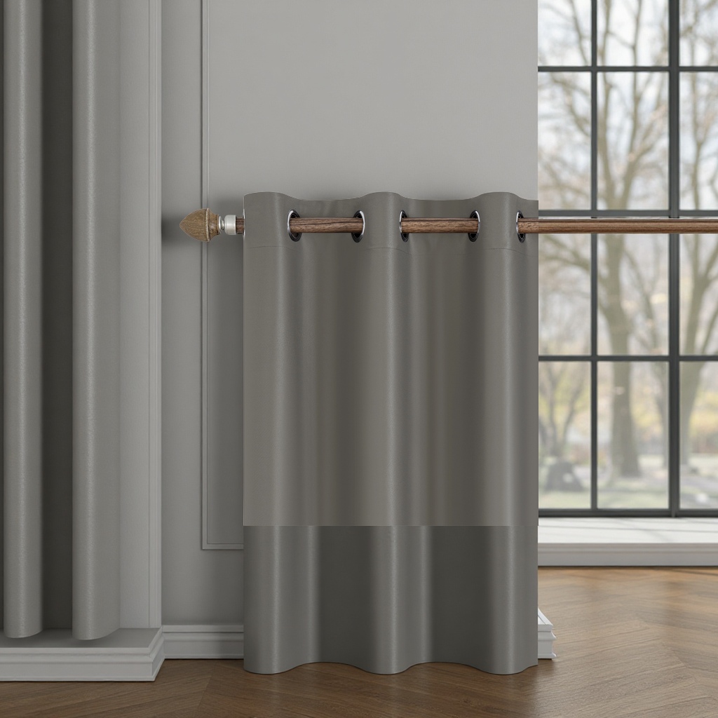 The grey blackout curtains are simple and modern, suitable for both living rooms and bedrooms details Picture
