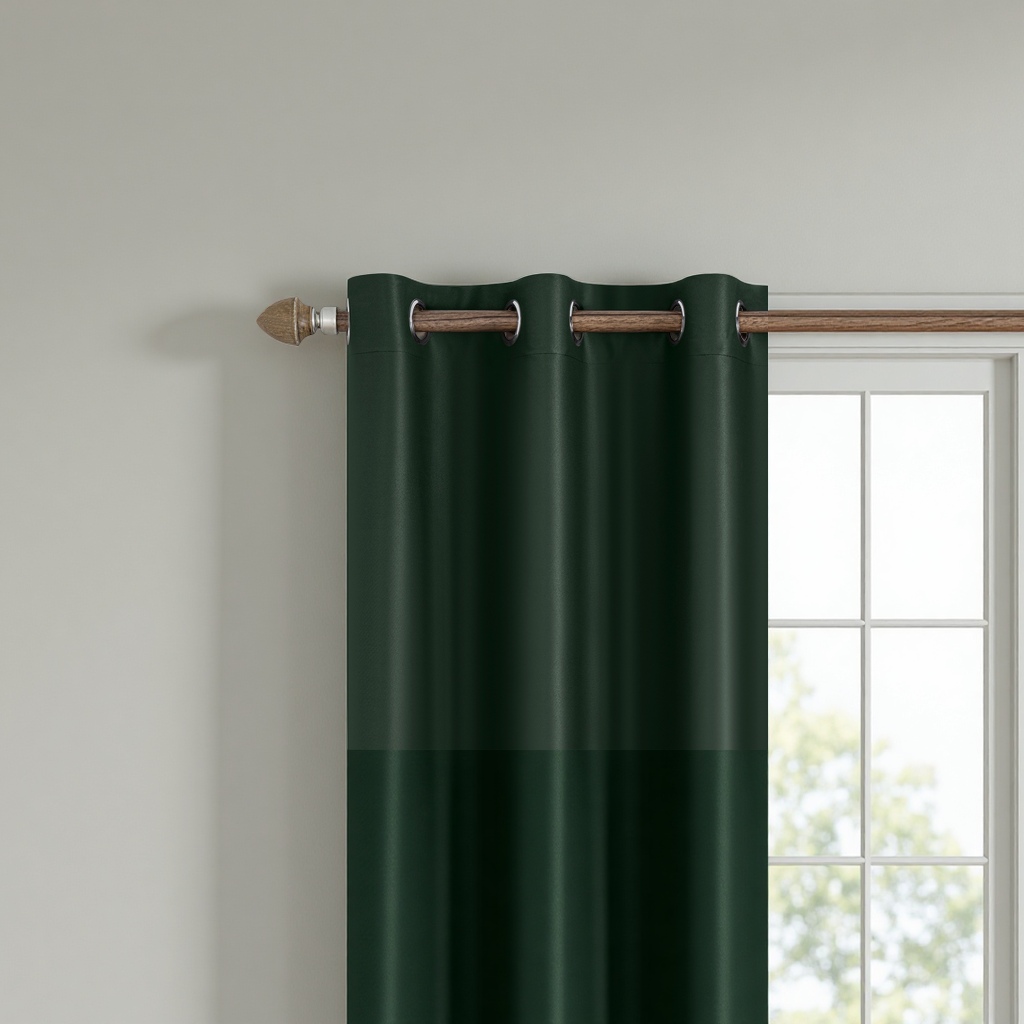 The dark green blackout curtains are suitable for both living rooms and bedrooms, featuring a simple and modern design with a flowing effect details Picture