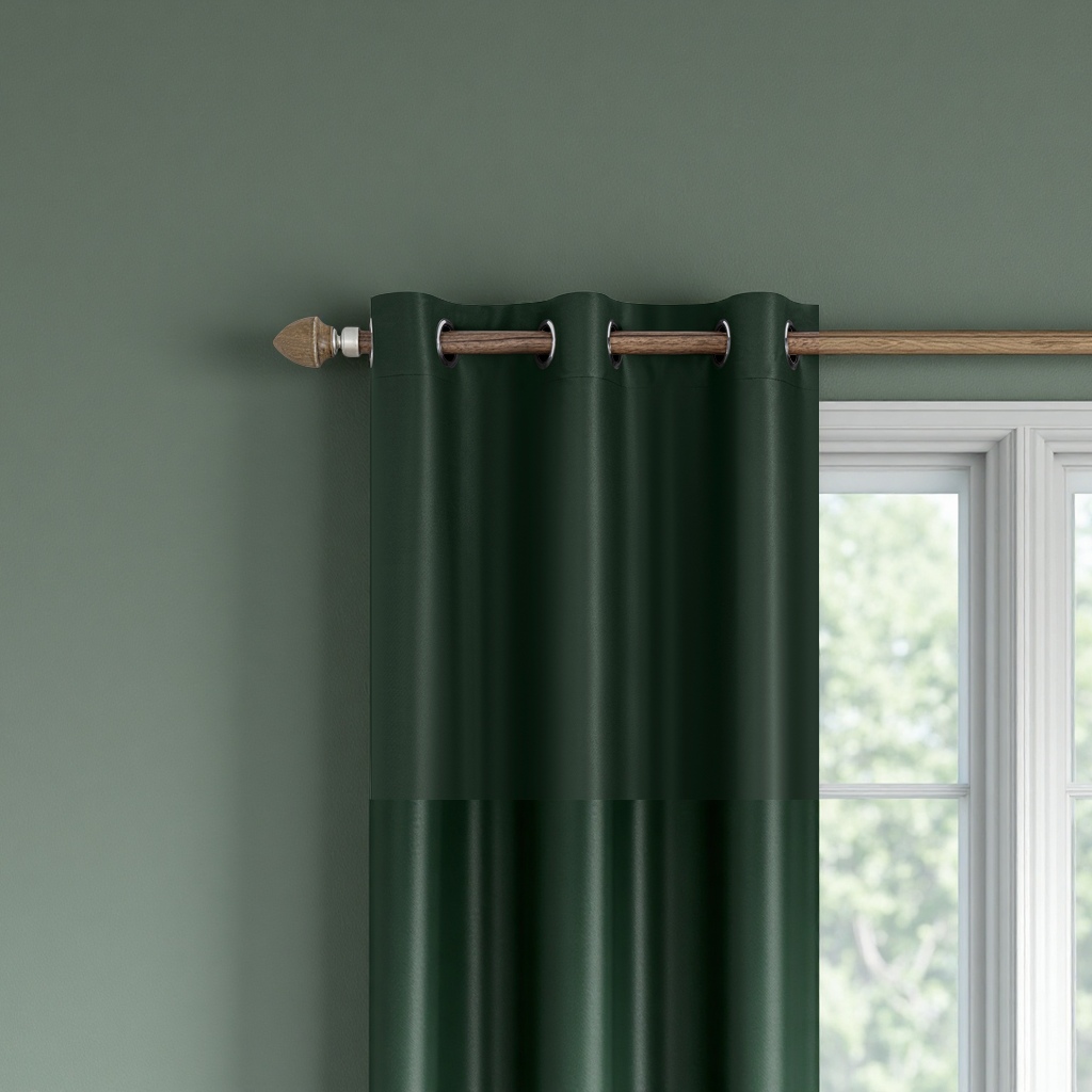 The dark green blackout curtains are suitable for both living rooms and bedrooms, featuring a simple and modern design with a flowing effect