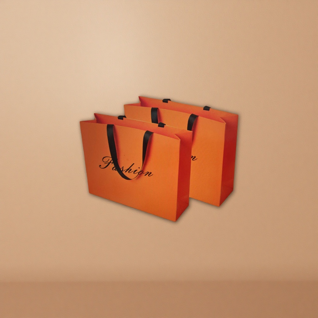 Orange handbag, large-capacity, simple, fashionable and eco-friendly shopping bag details Picture