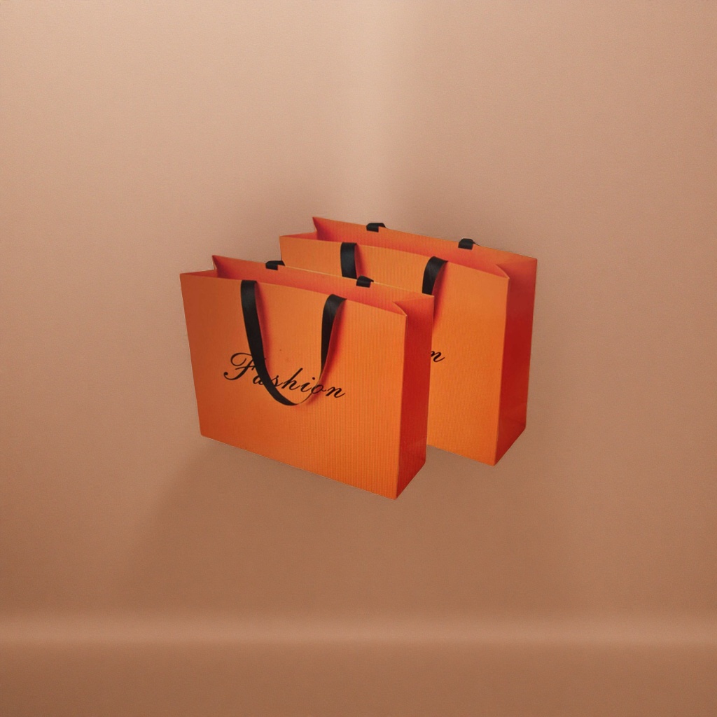 Orange handbag, large-capacity, simple, fashionable and eco-friendly shopping bag