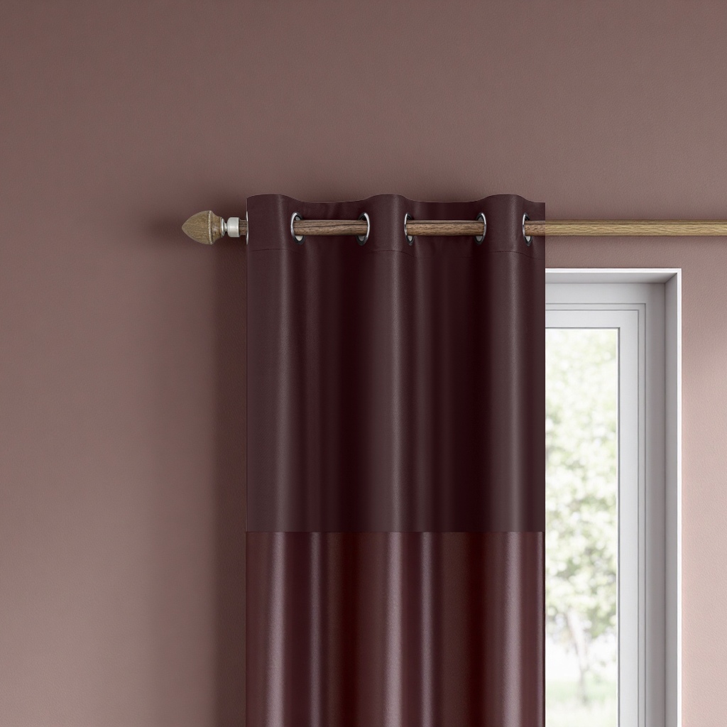 The dark brown blackout curtains for the living room and bedroom are floor-standing, simple and modern
