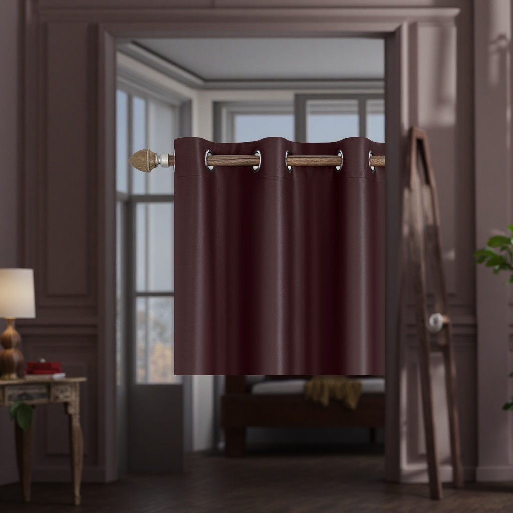 The dark brown blackout curtains for the living room and bedroom are floor-standing, simple and modern Specification image