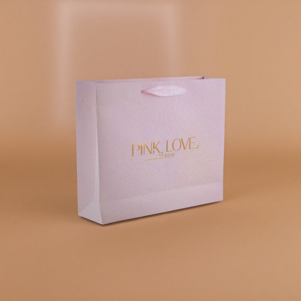 Pink handbag, simple, fashionable, eco-friendly shopping bag, large-capacity portable gift packaging bag details Picture