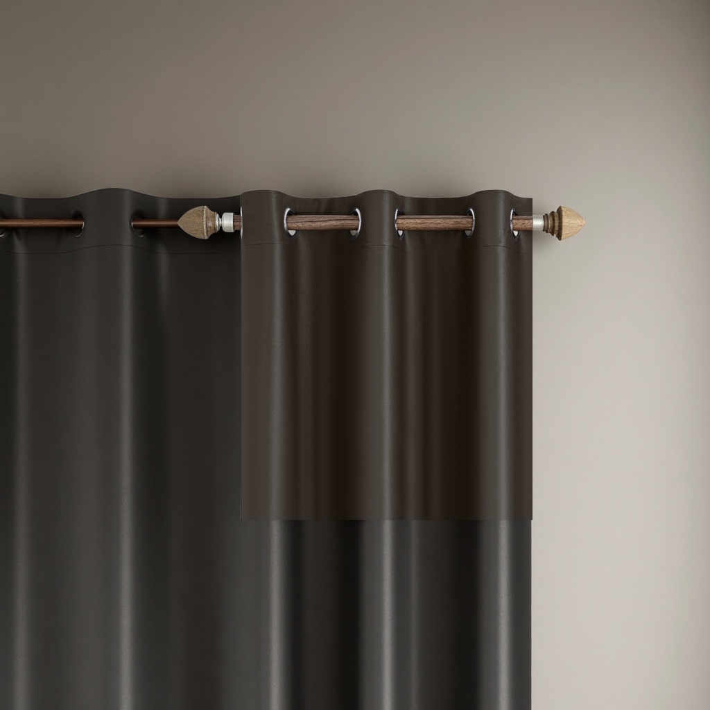 Dark brown blackout curtains are suitable for both living rooms and bedrooms, with a simple and flowing effect details Picture