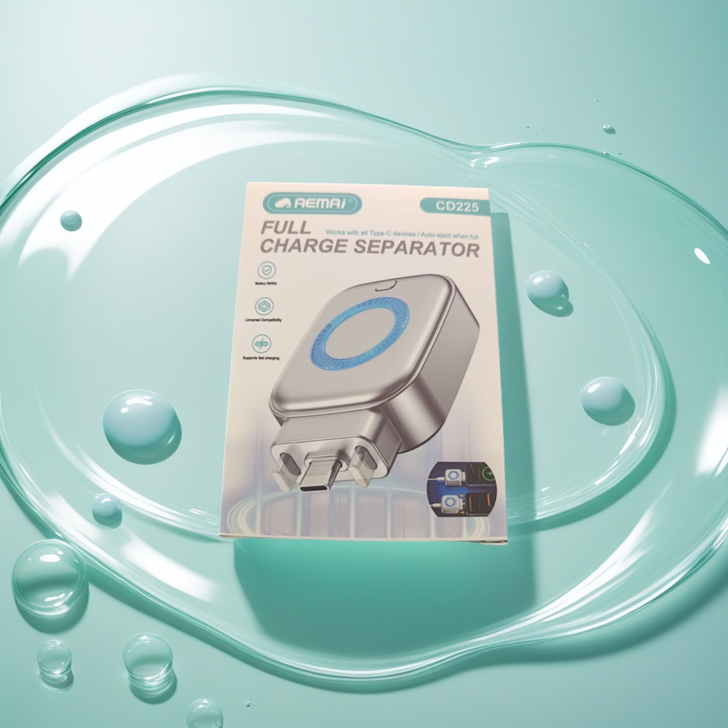 Silver charging separator USB Type C 1-minute 2 fast charging adapter