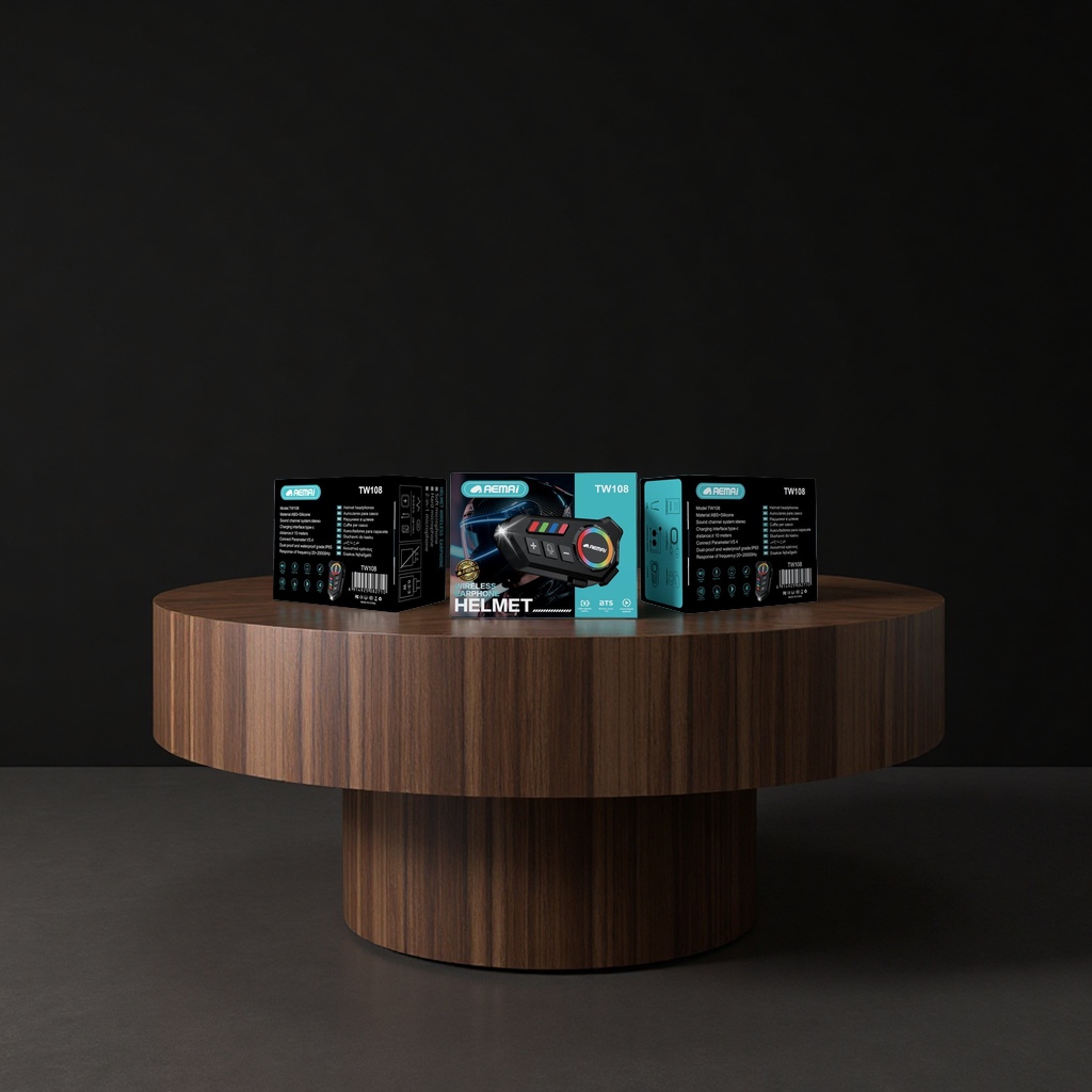 The black helmet wireless headphones are equipped with colorful ring-shaped buttons for volume up and down Specification image