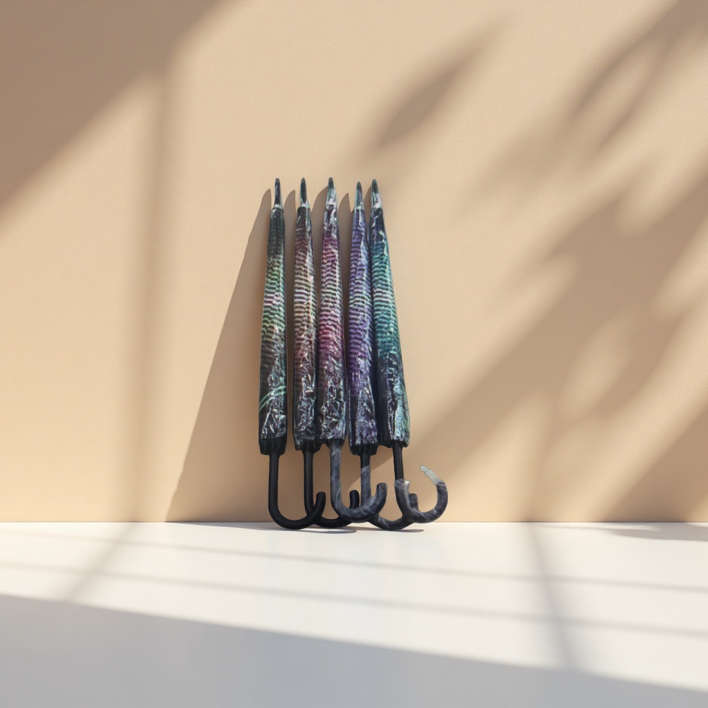 The colorful striped all-weather umbrella is waterproof, sun-proof, lightweight and foldable for portability Application Scenario