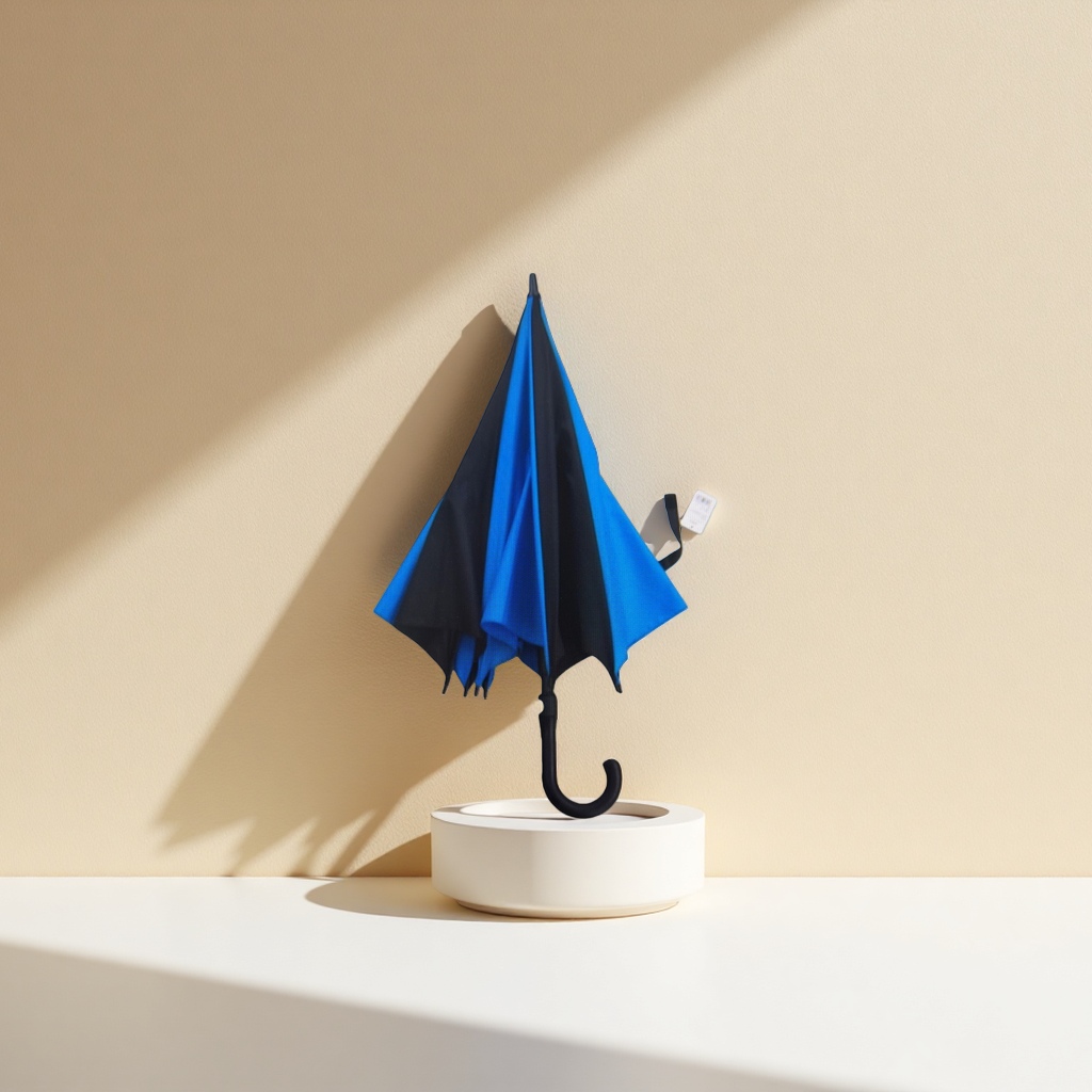 وتفتح المظلة ذات اللون الازرق والاسود Specification image