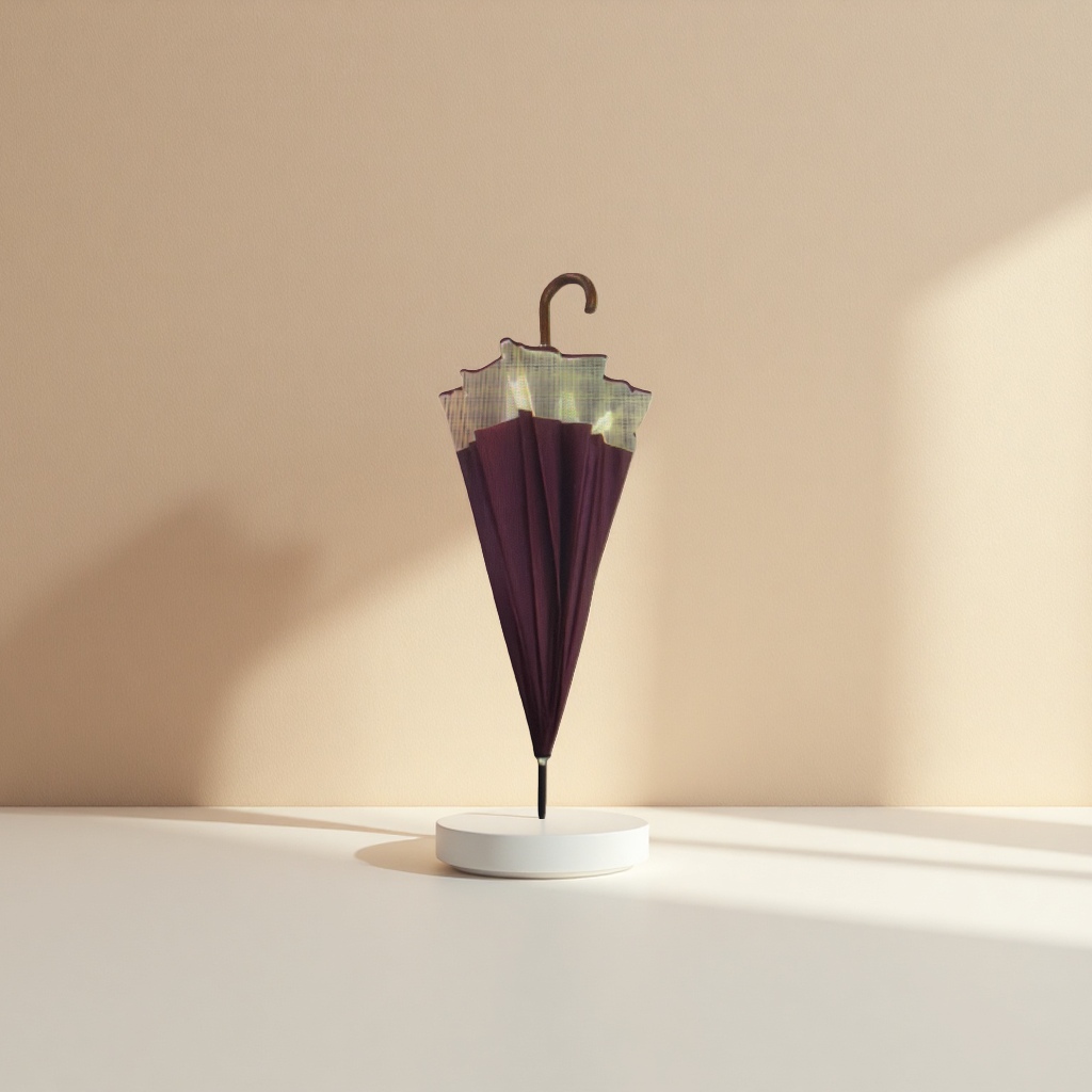 A wine red two-color folding umbrella with a dual-color canopy for both sunny and rainy days Specification image