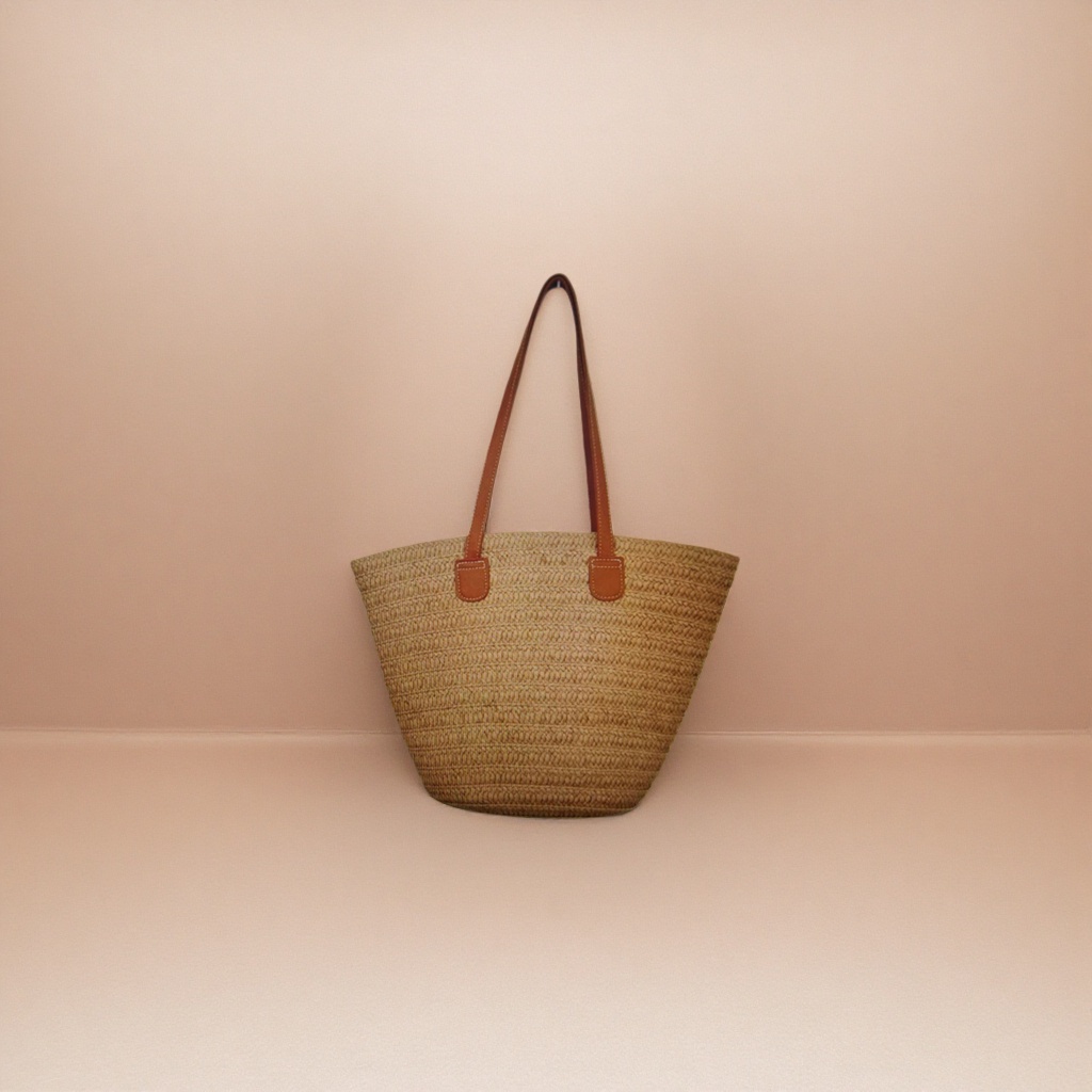 This brown woven handbag is a simple, fashionable and versatile commuter single-shoulder tote bag for women Specification image
