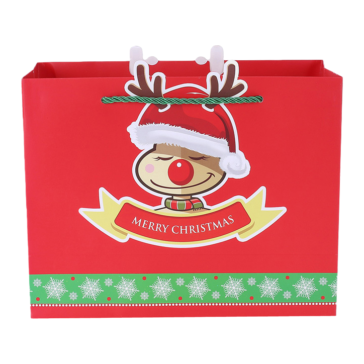 Red Christmas reindeer gift bag, large hand-held holiday packaging bag Item Picture