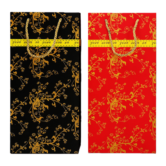 Black and gold patterned handbag, red and gold patterned handbag, fashionable two-color gift box packaging Item Picture