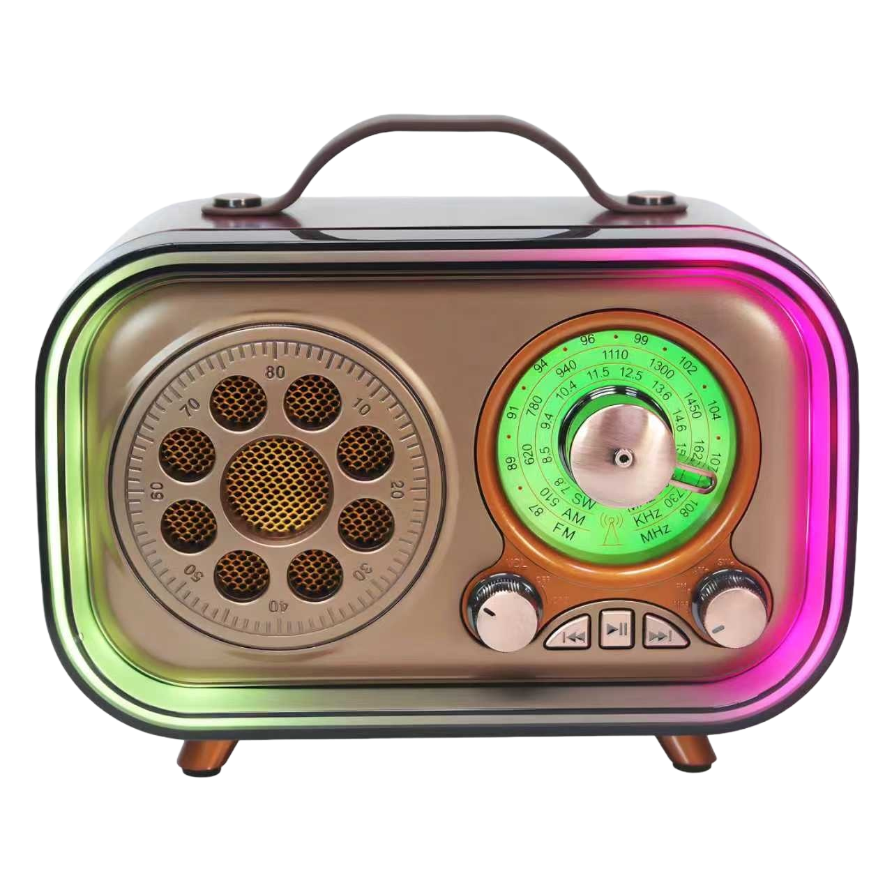 A portable desktop Bluetooth speaker with a wooden shell in a retro style Item Picture