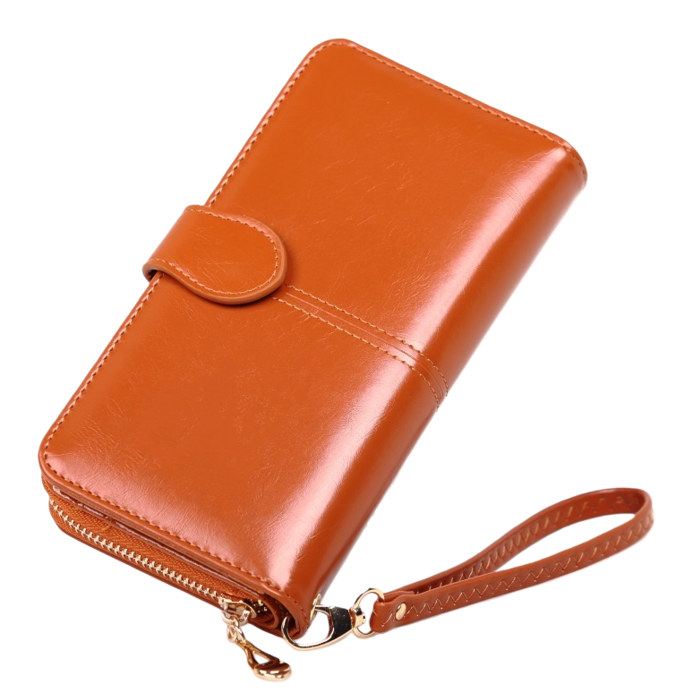 Brown genuine leather wallet, a simple business long wallet for men, made of calfskin Item Picture