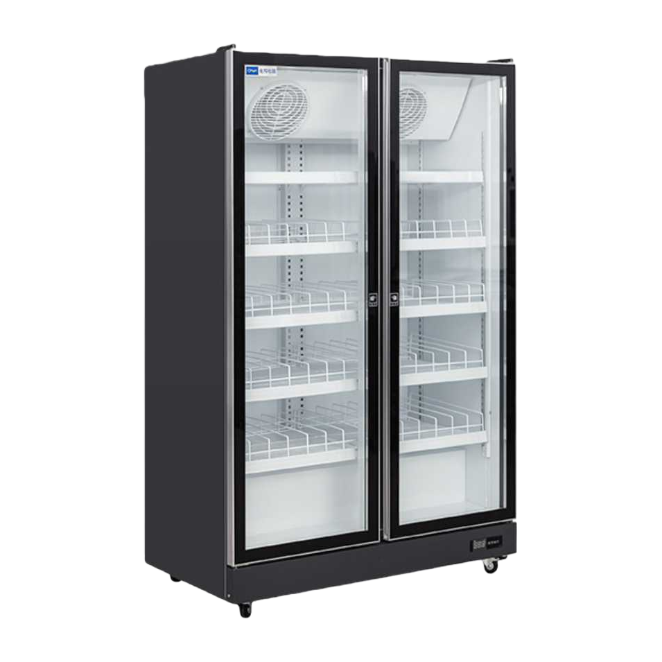 Black double-door glass display cabinet, commercial refrigeration and preservation display cabinet, household convenience store freezer Item Picture