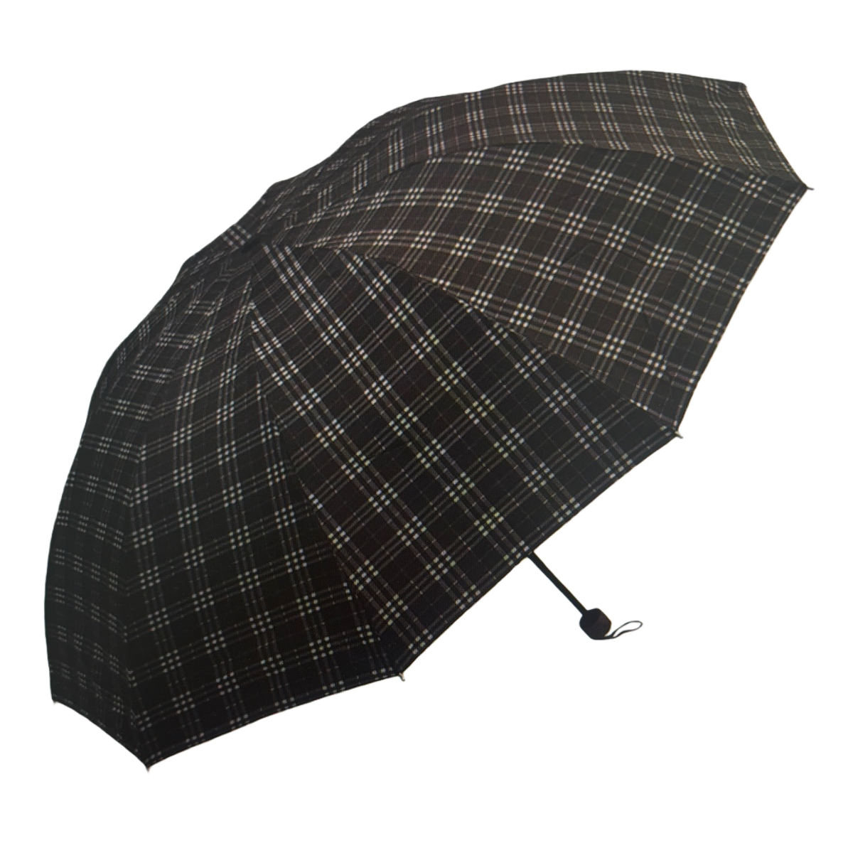 黑底白格雨伞白底实物图