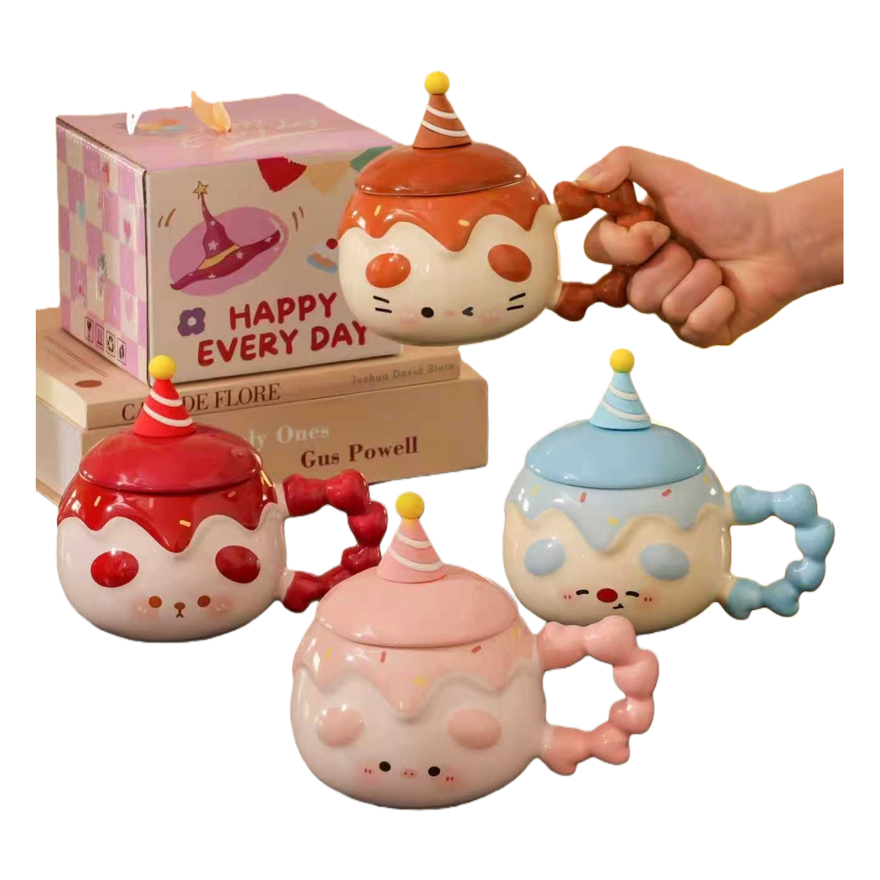 Colorful party ceramic cups, creative hand-painted birthday party drinking cups Item Picture
