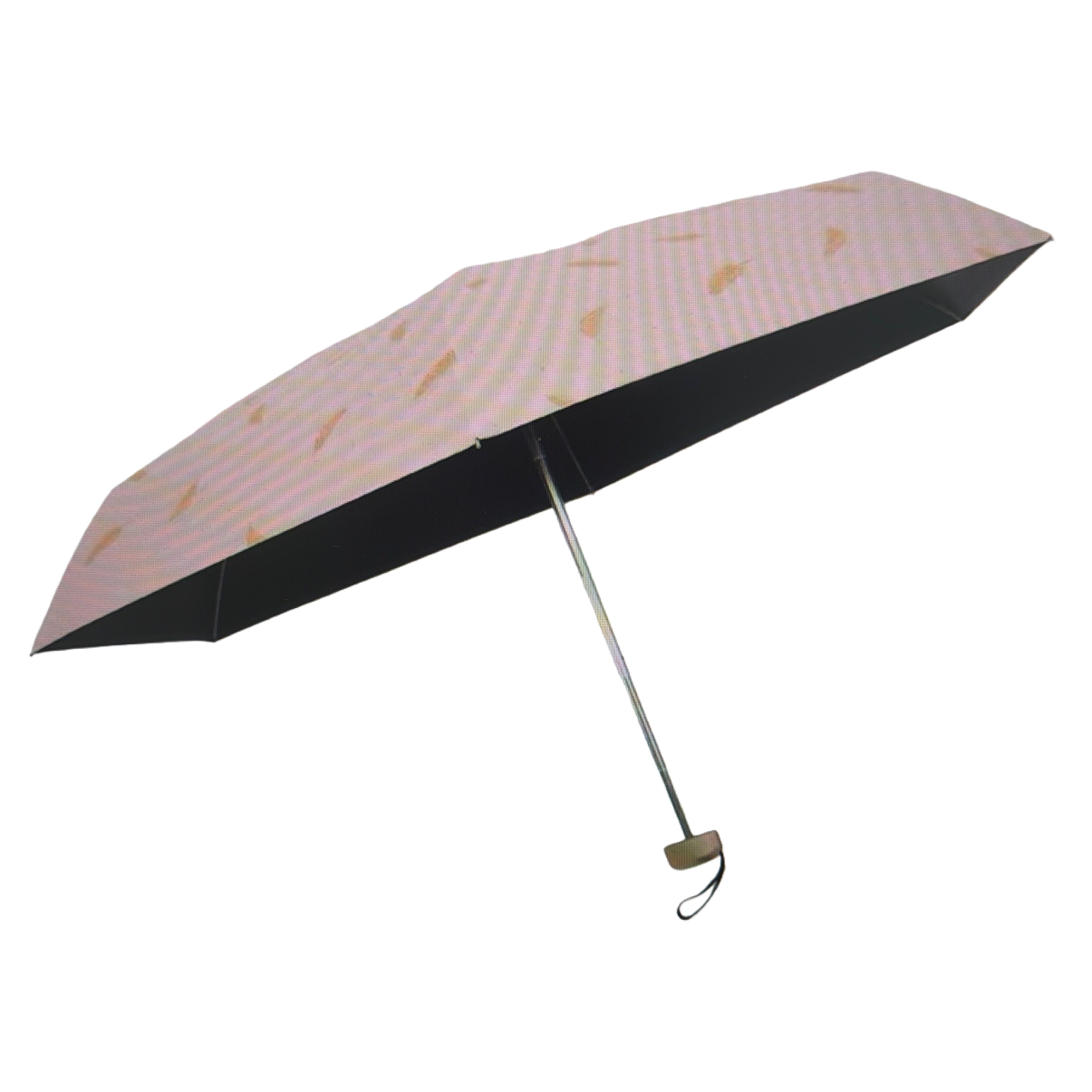 A pink umbrella with yellow patterns, suitable for both weather and rain, waterproof, sun-proof, lightweight and foldable for ladies Item Picture