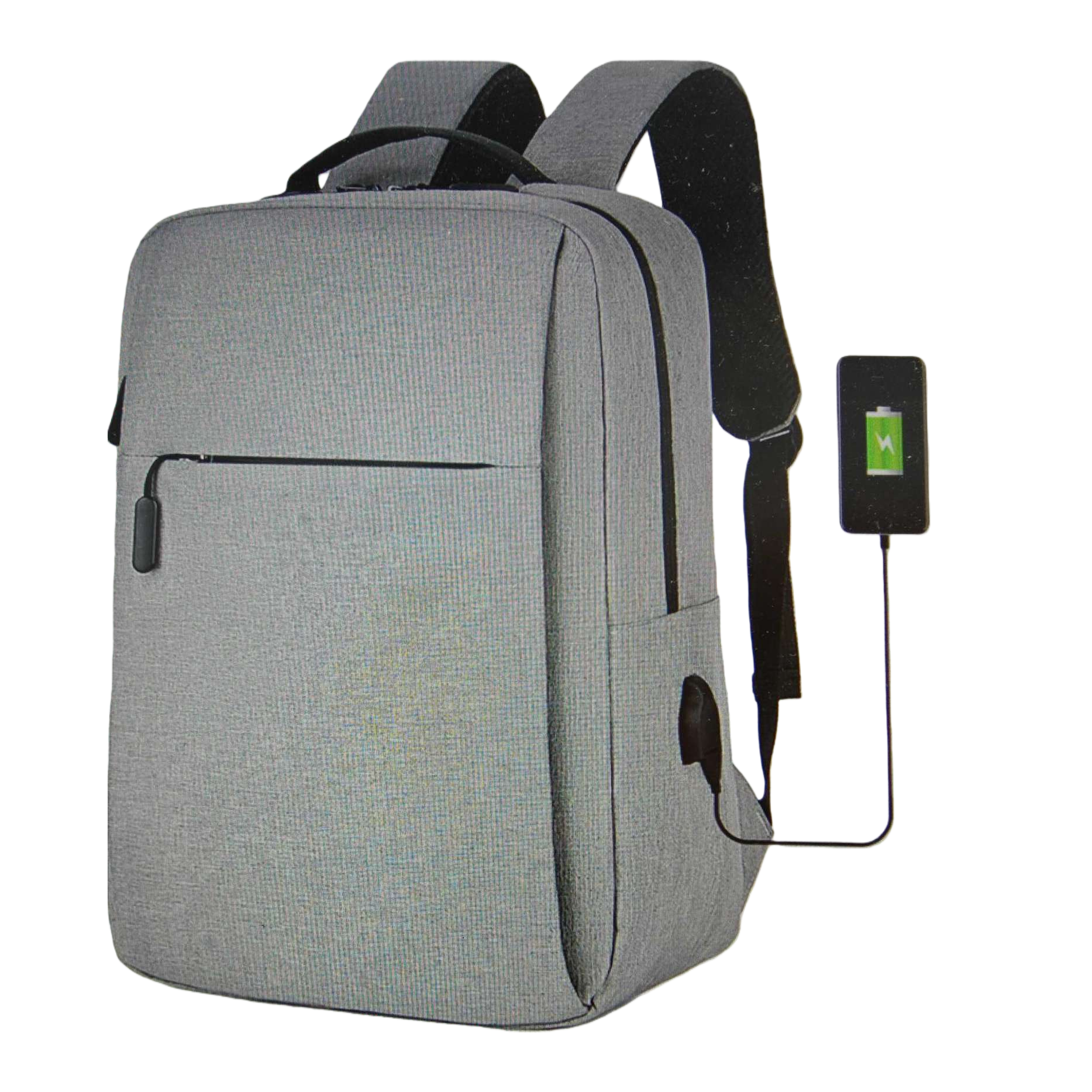 A simple and fashionable grey backpack with a large capacity for both men and women, suitable for commuting and travel Item Picture