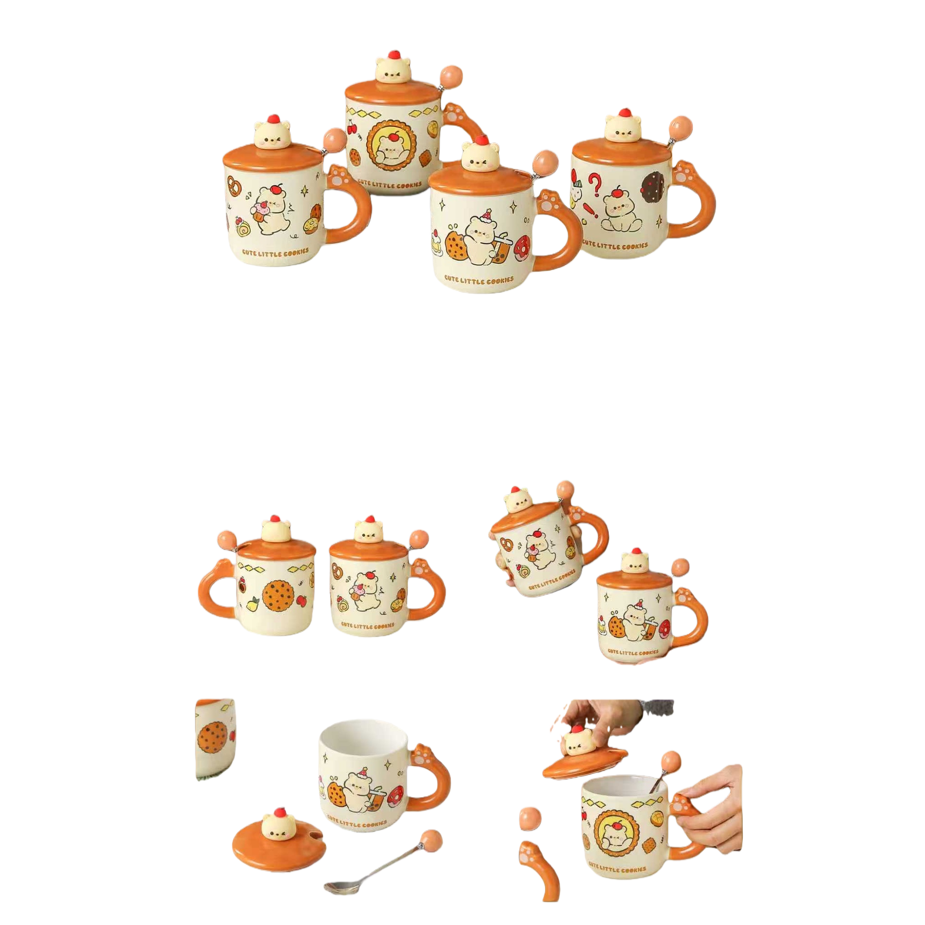 Cute little bear ceramic cup, adorable cartoon breakfast cup, household drinking water cup, gift cup Item Picture