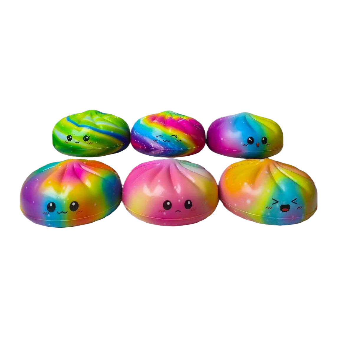 8.5cm slow-rebound steamed buns, rainbow gradient expression toys, stress-relieving and educational children's creativity Item Picture