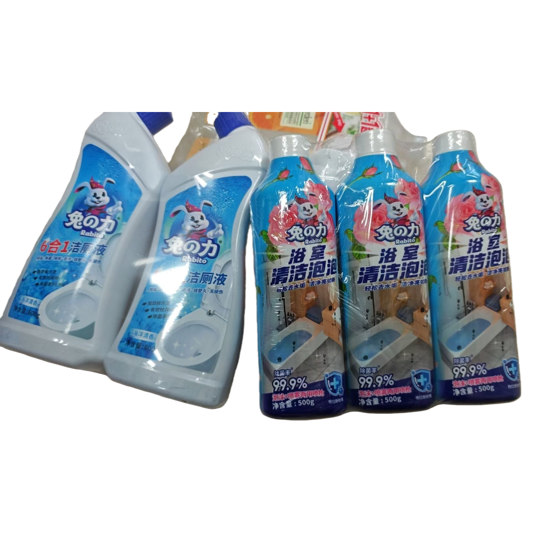 Rabbit Power Blue Bottle Toilet Cleaner and bathroom Bubble two-in-one Item Picture