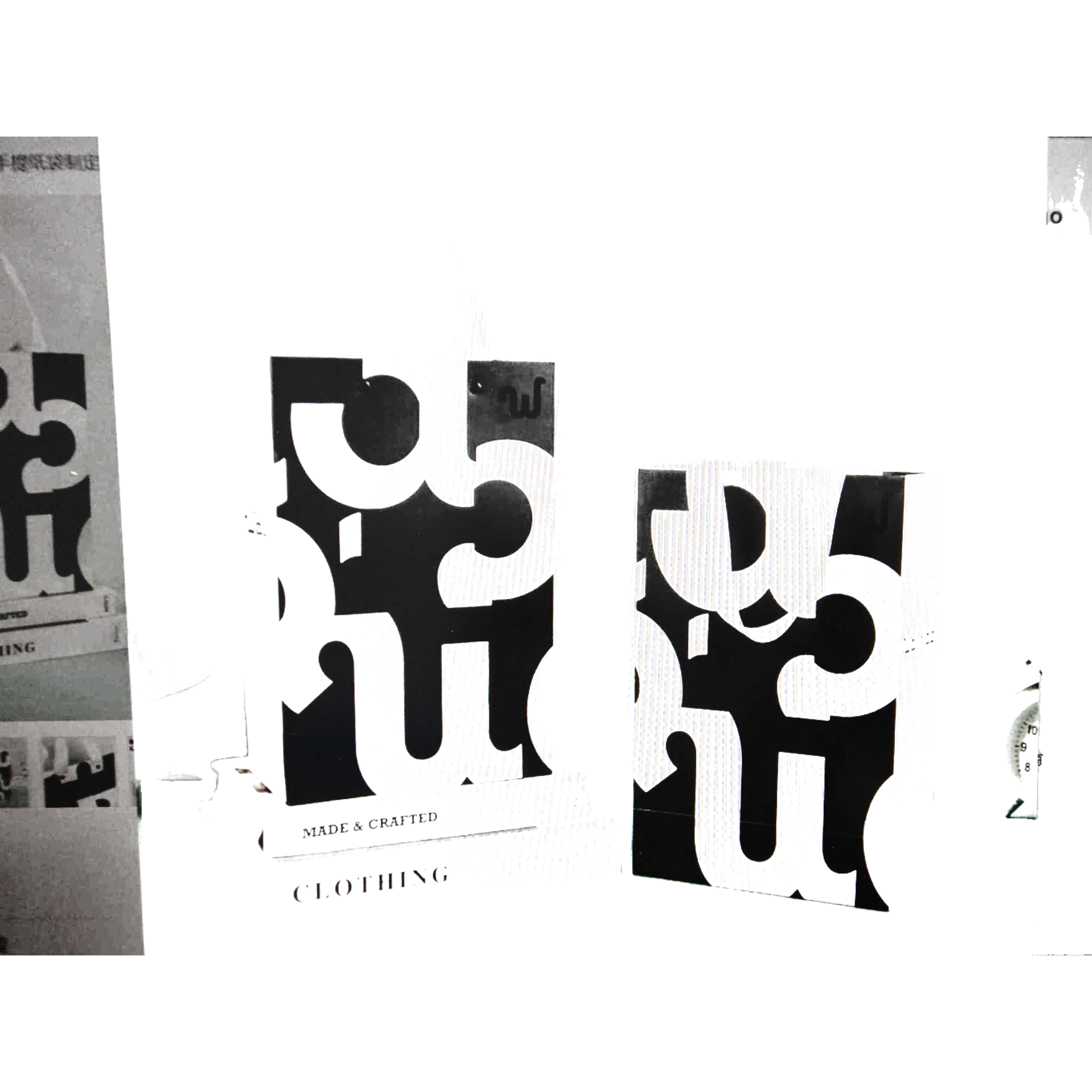 Black and white abstract letter pattern shopping bag, large-capacity eco-friendly canvas handbag Item Picture