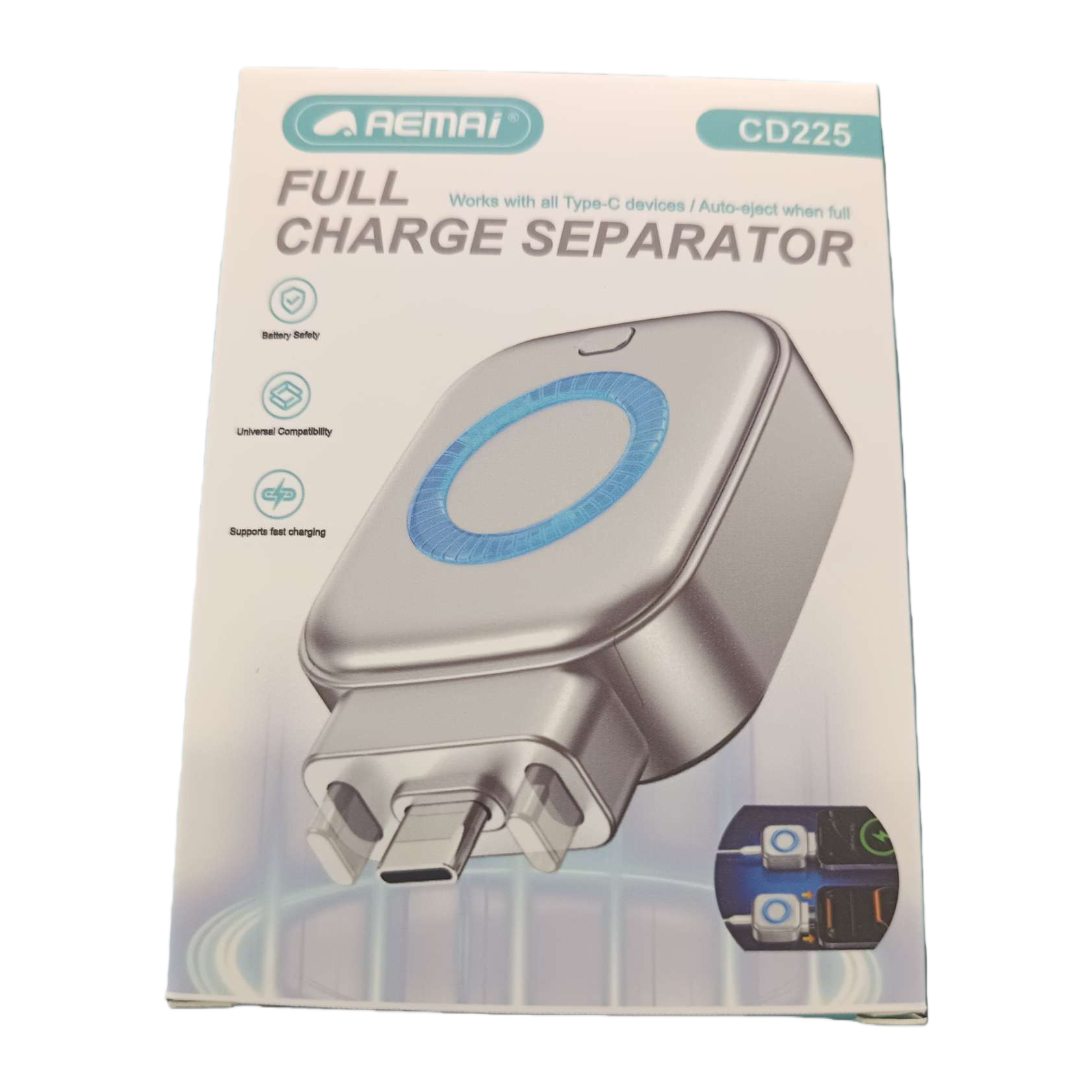 Silver charging separator USB Type C 1-minute 2 fast charging adapter Item Picture