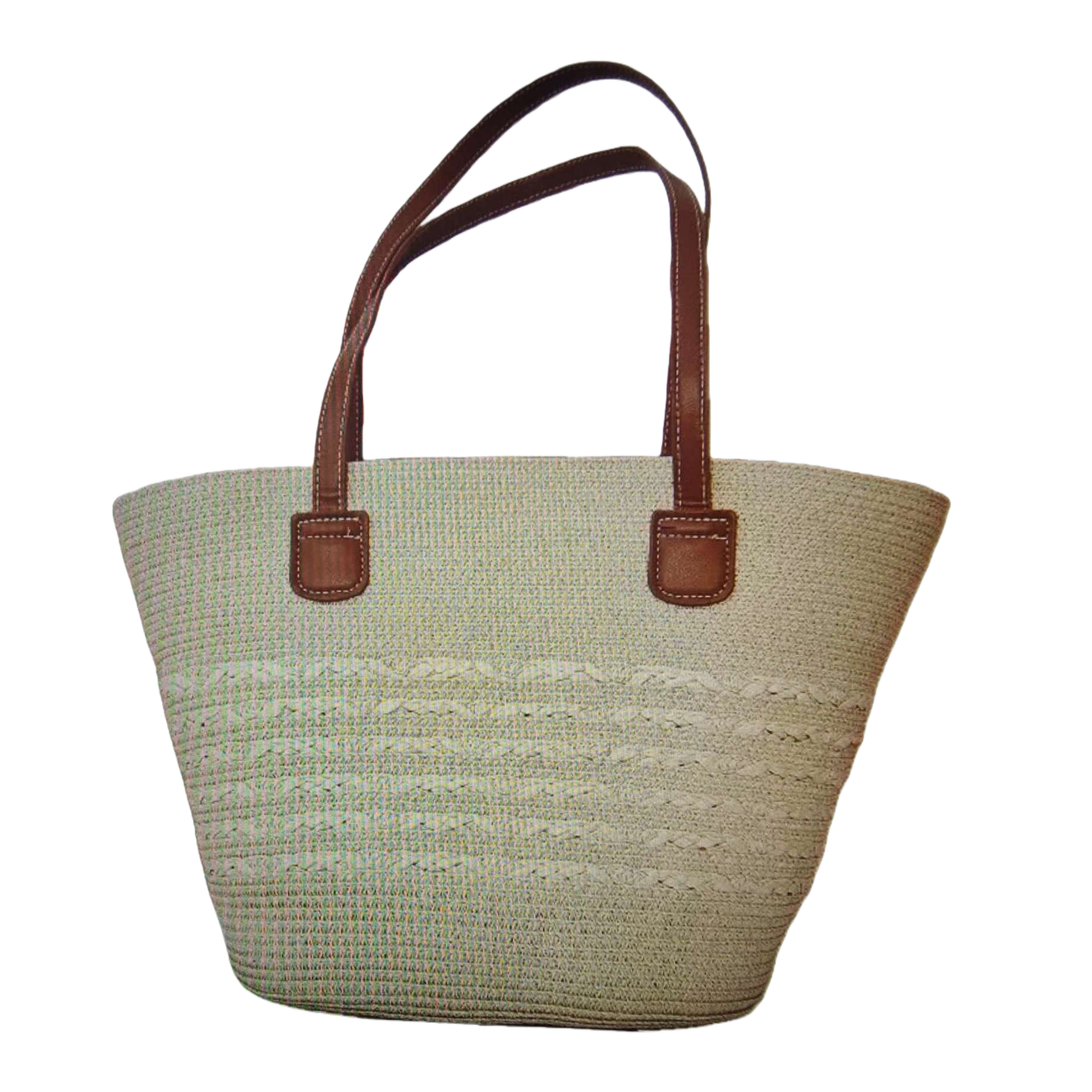 Beige woven handbag, a simple and fashionable single-shoulder tote bag for women Item Picture