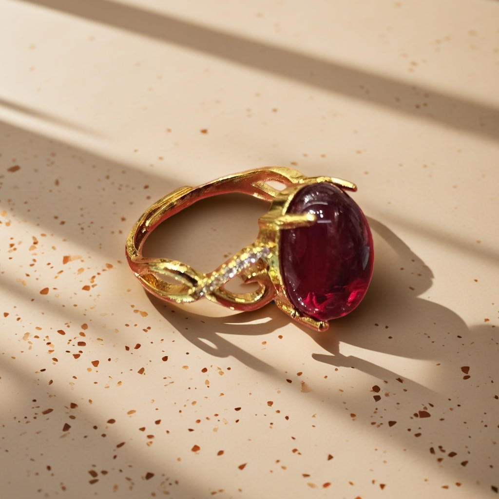 The green gemstone ring is fashionable, simple and versatile for women, set with natural stone Application Scenario