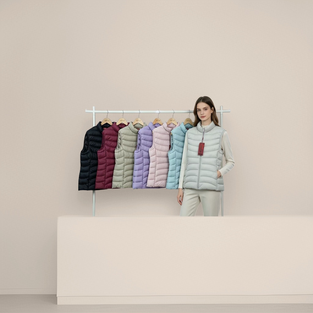 七色羽绒棉服马甲女款轻薄保暖休闲马甲产品图
