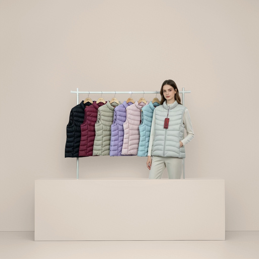 七色羽绒棉服马甲女款轻薄保暖休闲马甲图