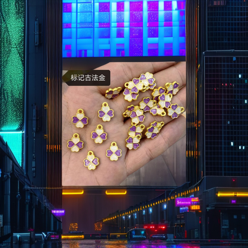 紫色白色四叶草珐琅吊坠项链轻奢小众设计简约百搭