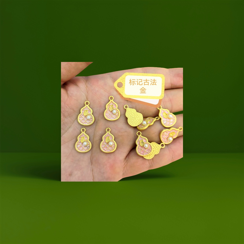 金色葫芦形吊坠纯银925项链配链送礼包装