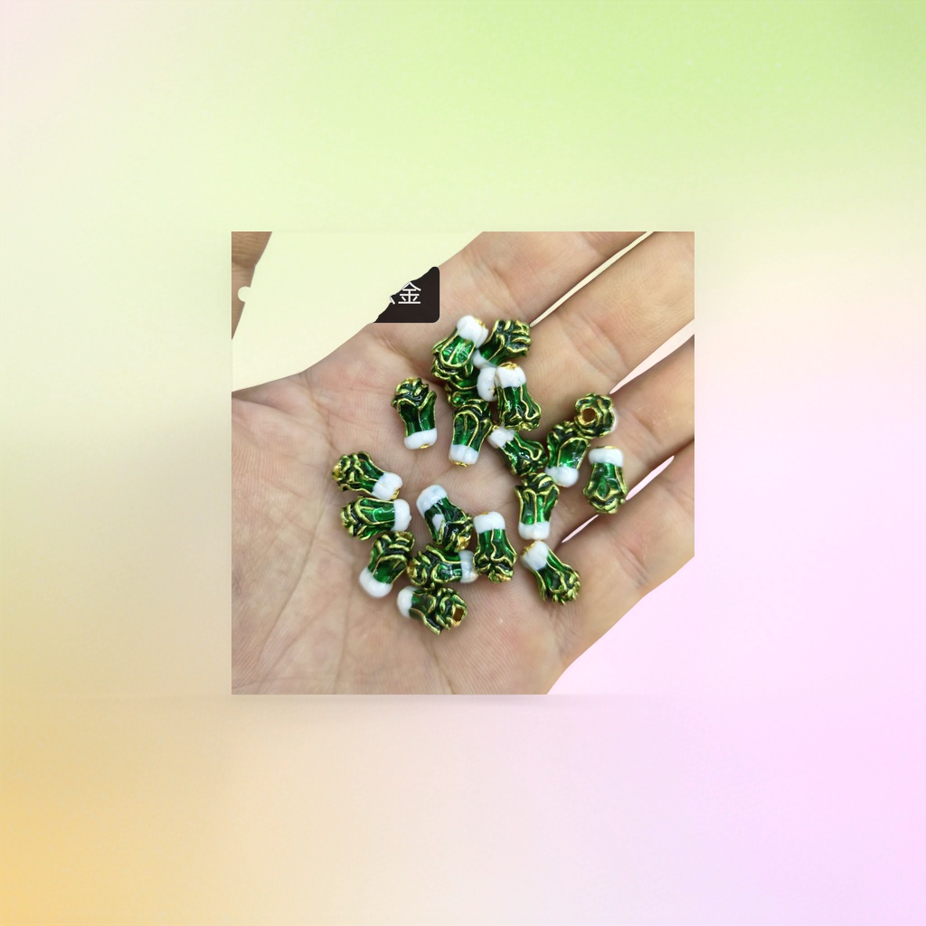 绿色白菜造型珠子 手工树脂饰品配件 DIY手工材料
