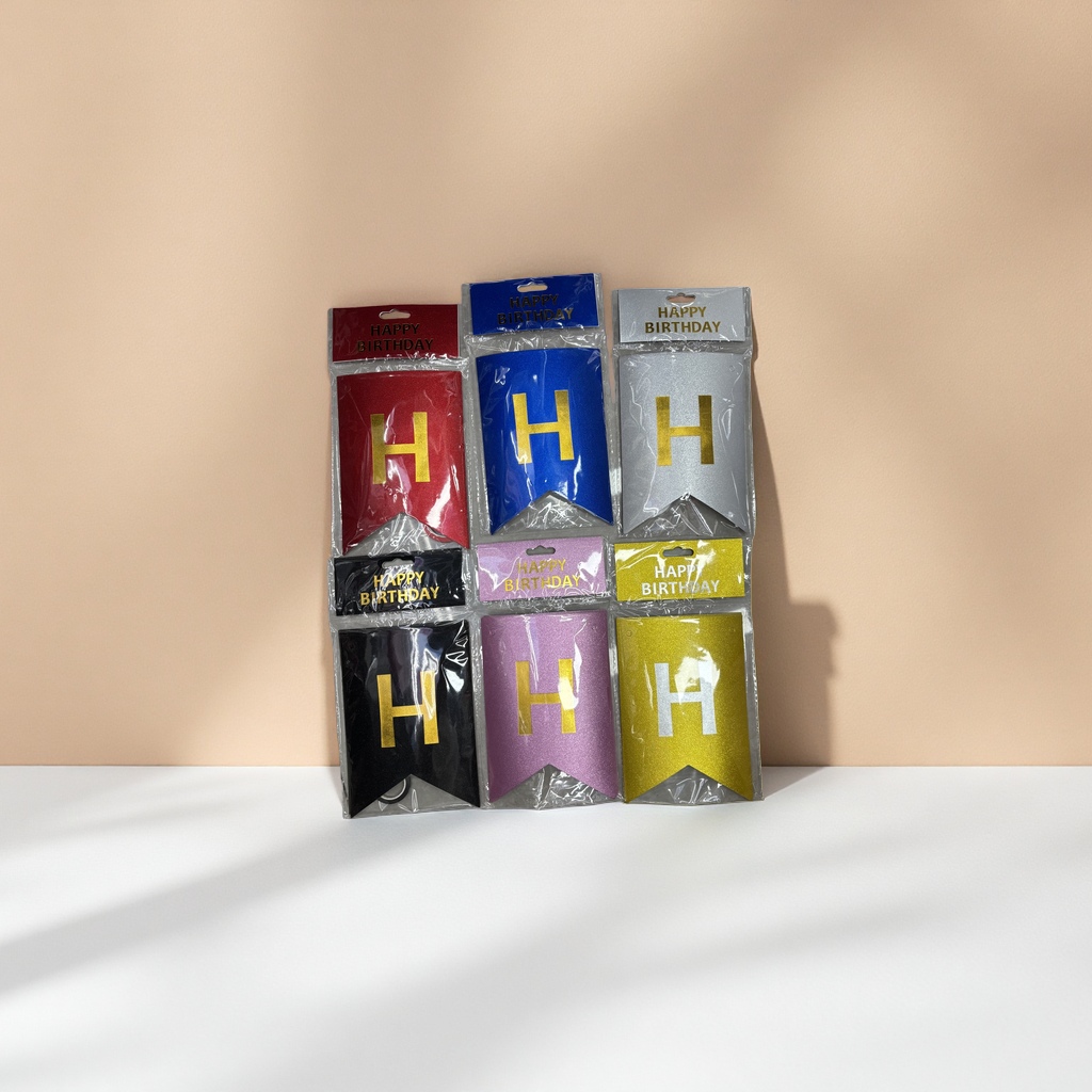 彩色闪粉生日字母旗装饰品 串旗派对氛围布置