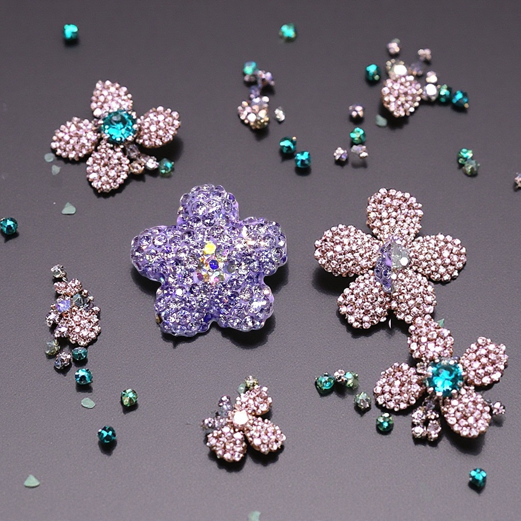 彩色水钻花朵装饰品 手工镶嵌 闪亮立体家居摆件细节图