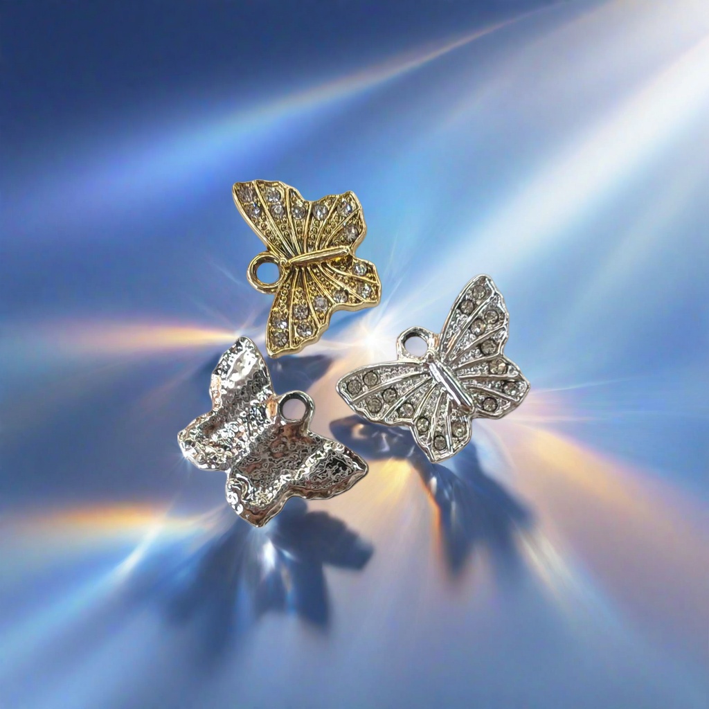 Gold and silver butterfly-shaped crystal stone inlaid perforated jewelry Application Scenario