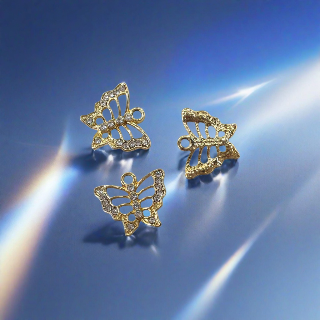 Golden butterfly-shaped jewelry inlaid with crystal embellishments Application Scenario