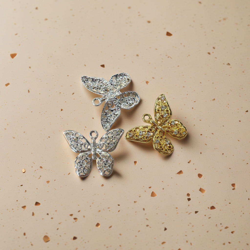 A fashionable and versatile women's necklace with a silver and gold hollowed-out butterfly pendant
