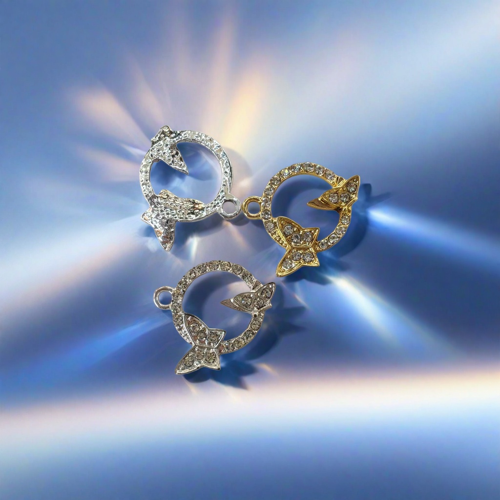 Diamond-encrusted butterfly buckle, silver and gold two-color decorative hardware accessories Specification image