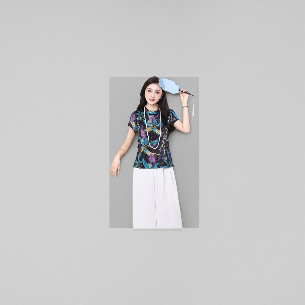 A colorful floral patterned cheongsam top is an elegant and slimming Chinese top for women Application Scenario