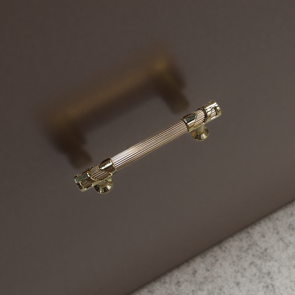 Modern and simple style hardware accessories for cabinet doors and drawers with golden striped handles