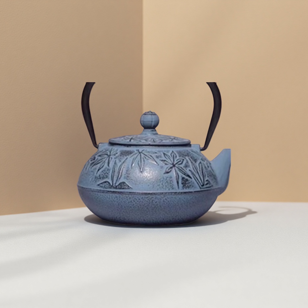 蓝色铸铁茶壶手工精铸保温耐用家用煮茶器