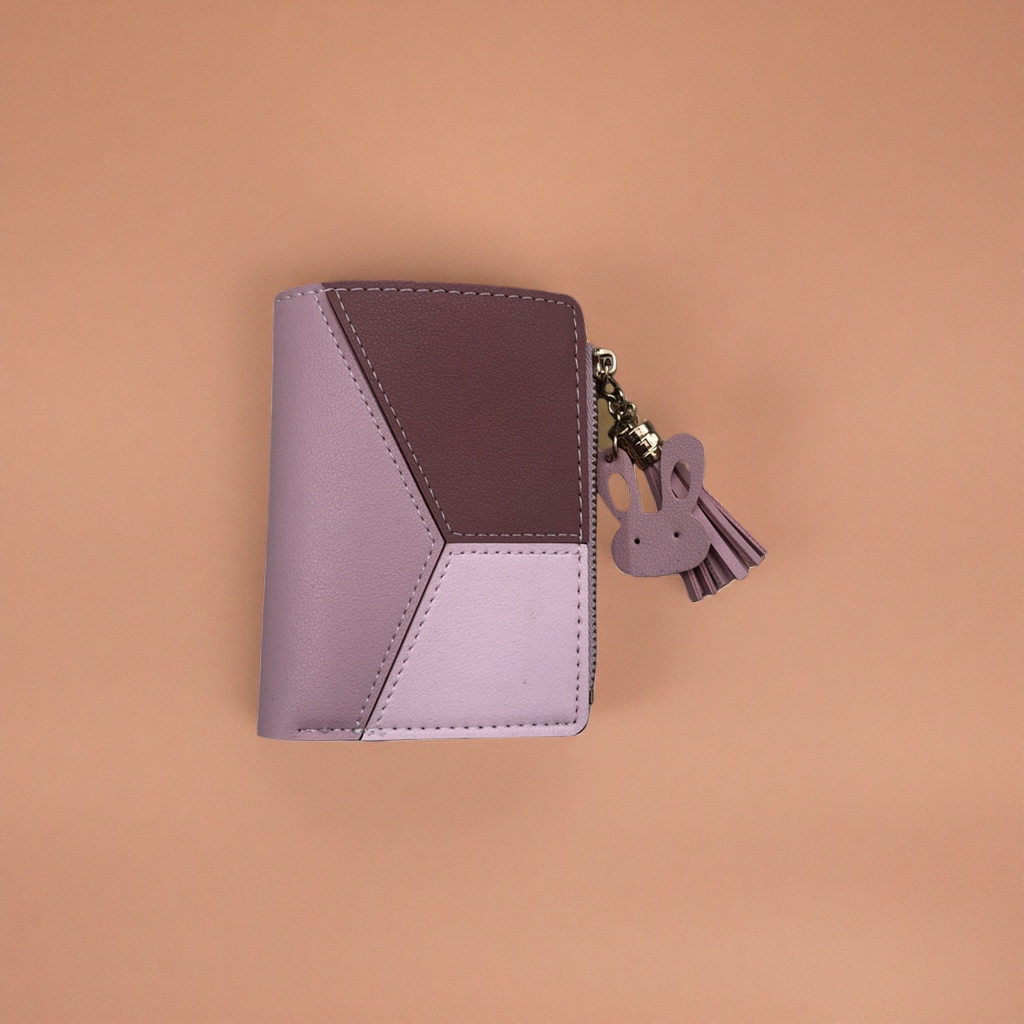 Pink color-blocked rabbit tassel pendant wallet, fashionable and light luxury ladies' clutch Application Scenario