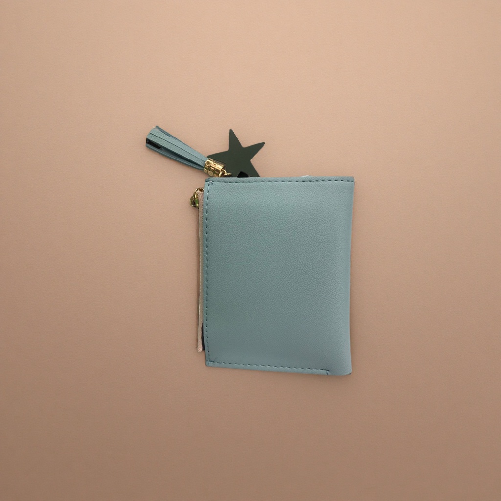 The light blue leather long wallet is simple, fashionable and versatile for ladies Application Scenario