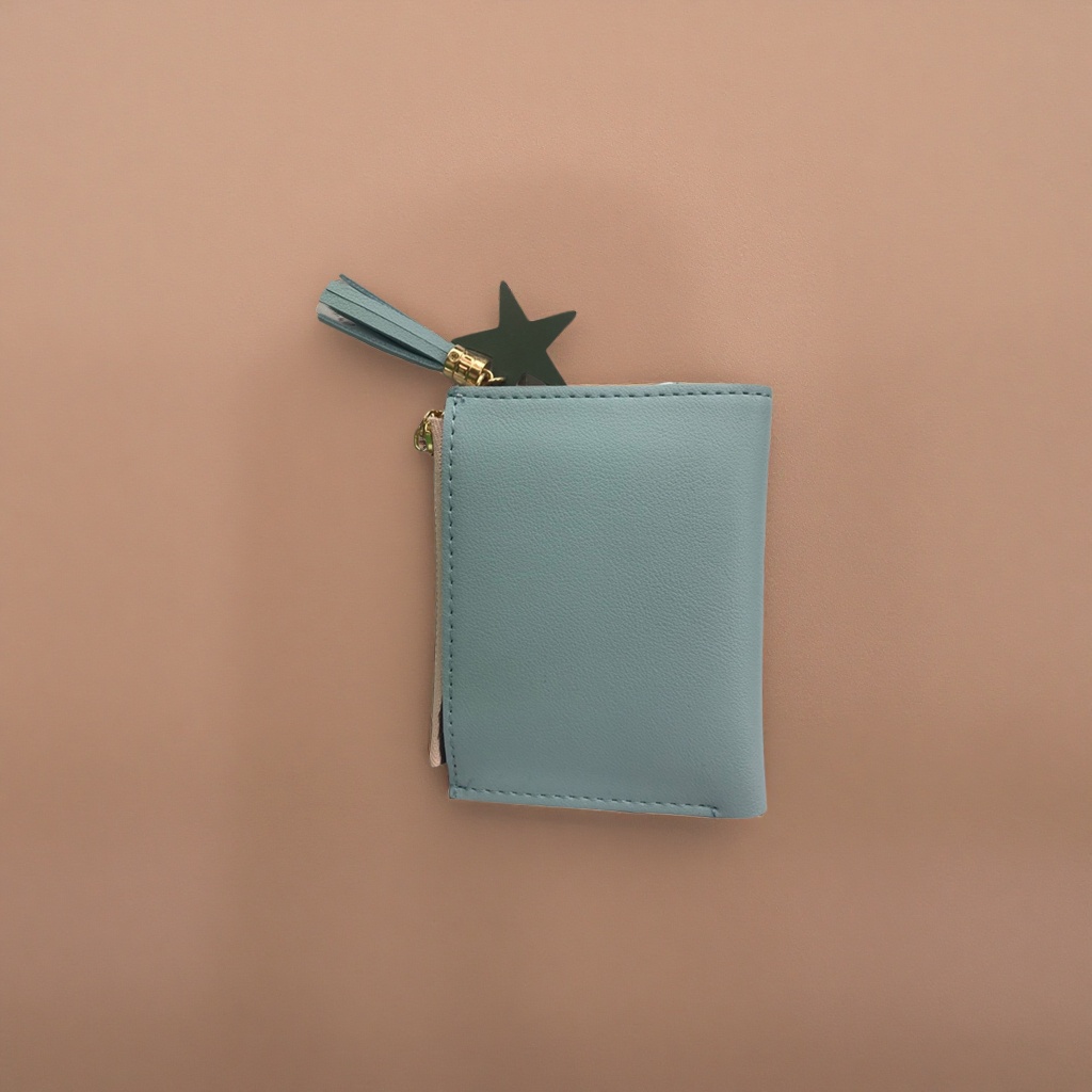The light blue leather long wallet is simple, fashionable and versatile for ladies Specification image