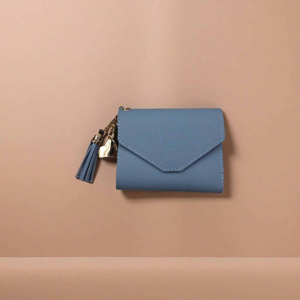 Light blue lightweight folding wallet, suitable for both men and women, small size